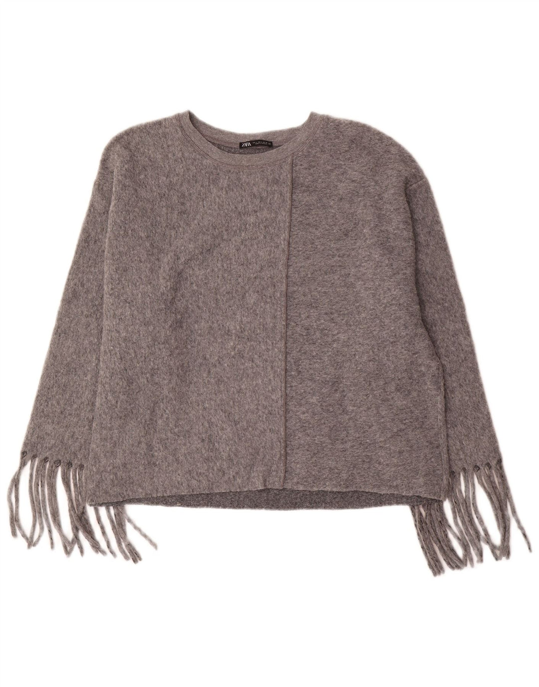 Zara Womens Oversized Boat Neck Jumper Sweater UK 16 Large Grå Polyester
