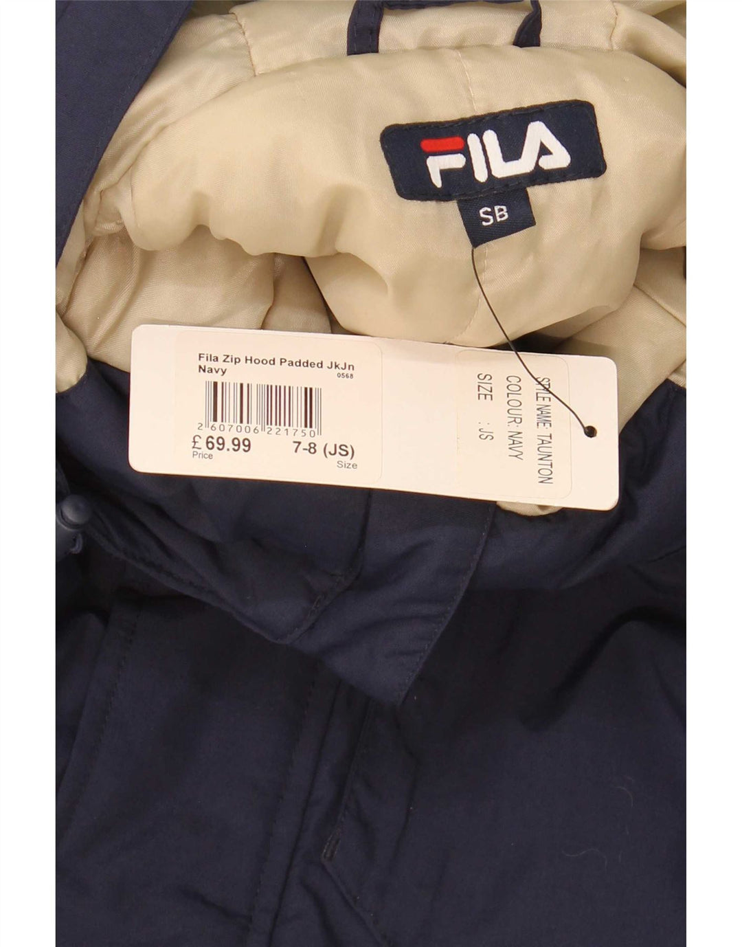 Fila drenge hættejakke 7-8 år lille marineblå farveblok