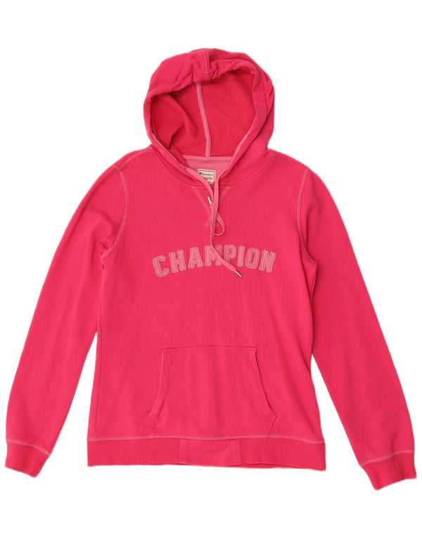 Champion Womens Heritage Fit Grafisk Hoodie Jumper UK 14 Large Pink