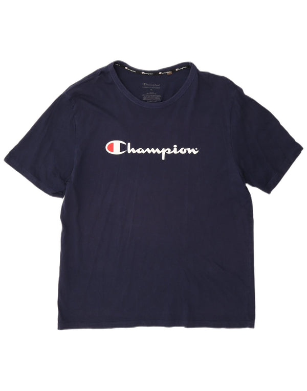 Champion Herre grafisk T-shirt top XL marineblå bomuld