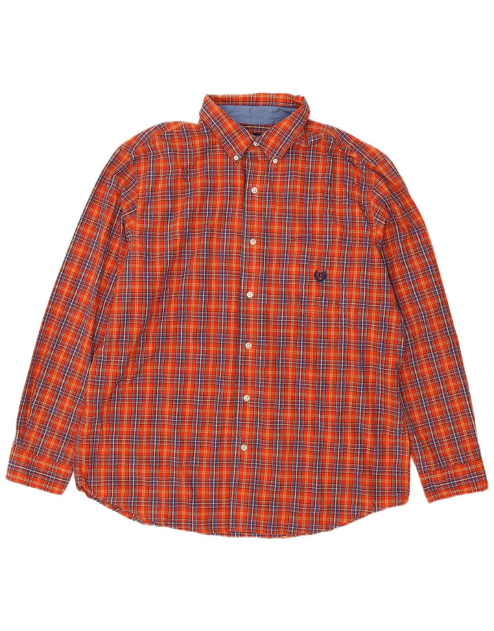 Chaps Herreskjorte XL Orange ternet bomuld