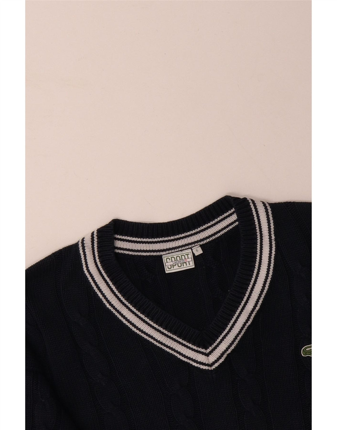 LACOSTE Herre V-hals sweater str. 6 XL Marineblå bomuld