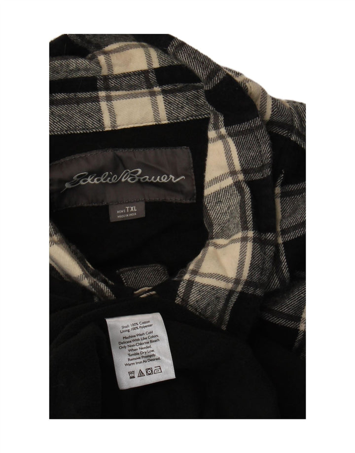 EDDIE BAUER Herre høj flannelskjorte XL sort ternet bomuld