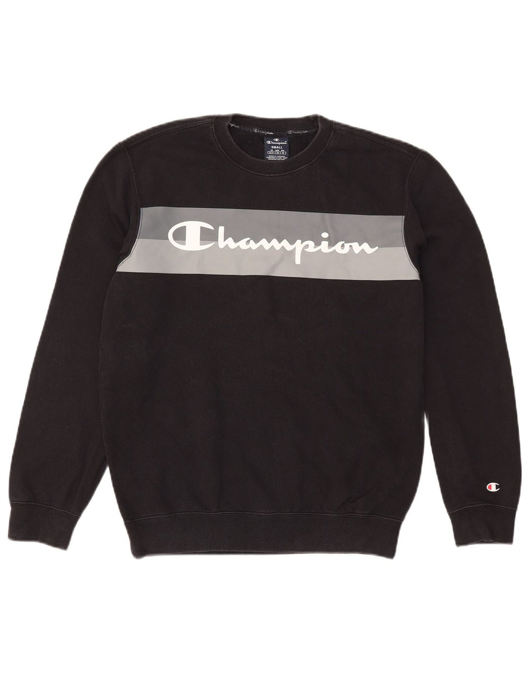 Champion Herre Grafisk Sweatshirt Jumper Lille Sort Colourblock Bomuld