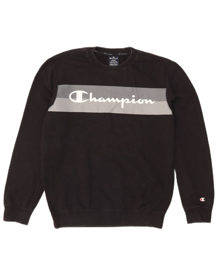 Champion Herre Grafisk Sweatshirt Jumper Lille Sort Colourblock Bomuld