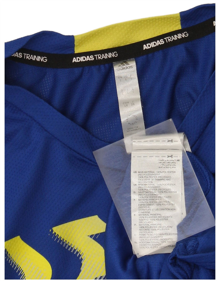 Adidas Herre Aeroready Grafisk T-Shirt Top Stor Blå Polyester