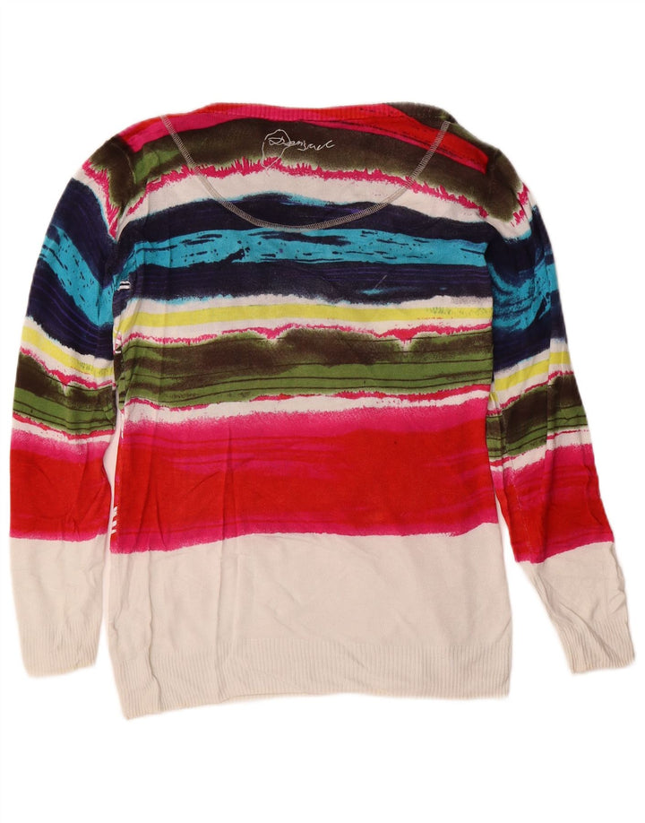 Desigual Dame Boat Neck Jumper Sweater UK 12 Medium Flerfarvet