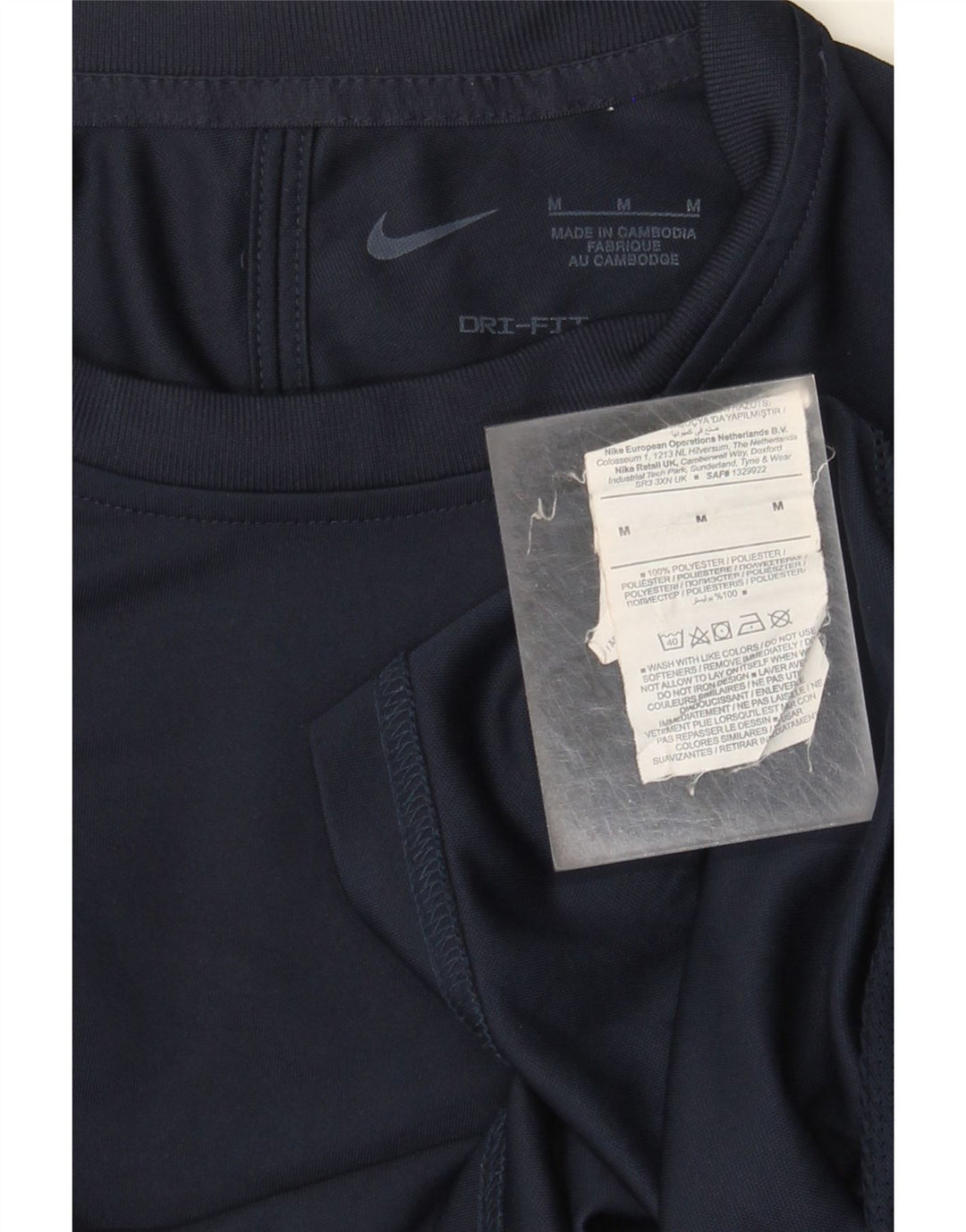 Nike Herre Dri Fit T-shirt Top Medium Marineblå Colourblock Polyester