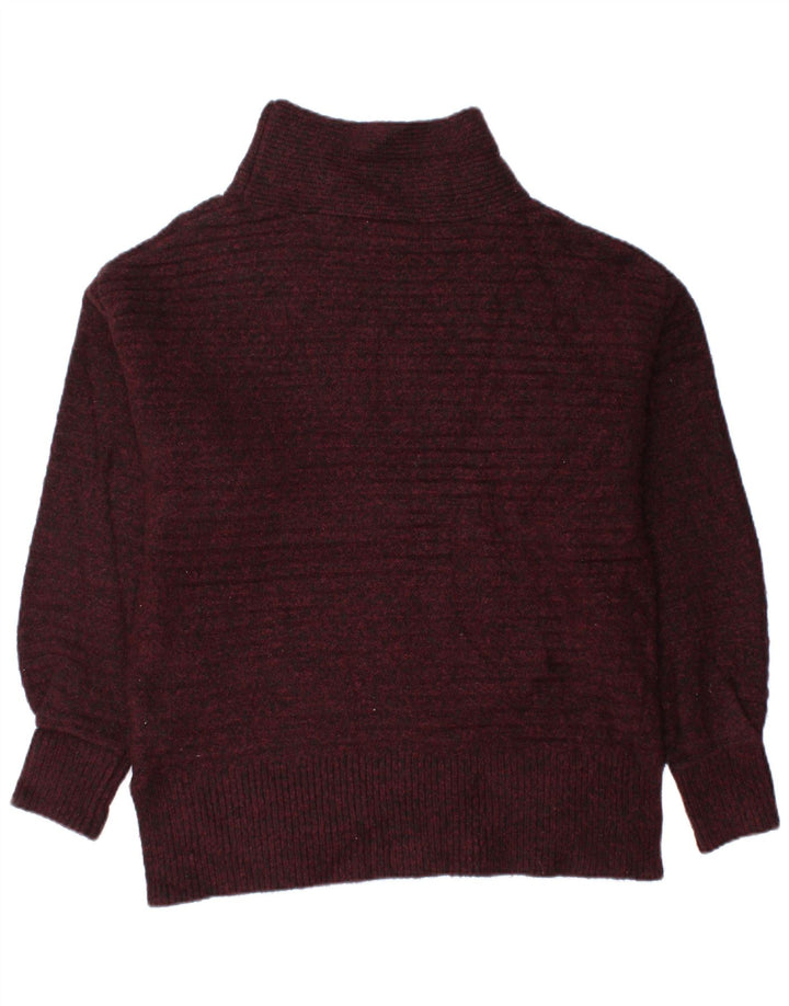 TOPSHOP Dame Turtle Neck Sweater UK 8 Small Bourgogne Flecked
