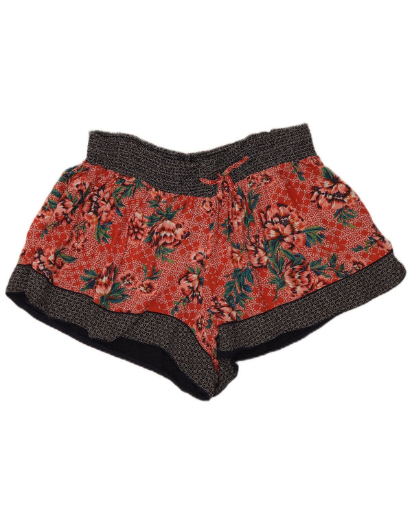Marks & Spencer Womens Casual Shorts UK 22 3XL W40 Orange Floral Viscose