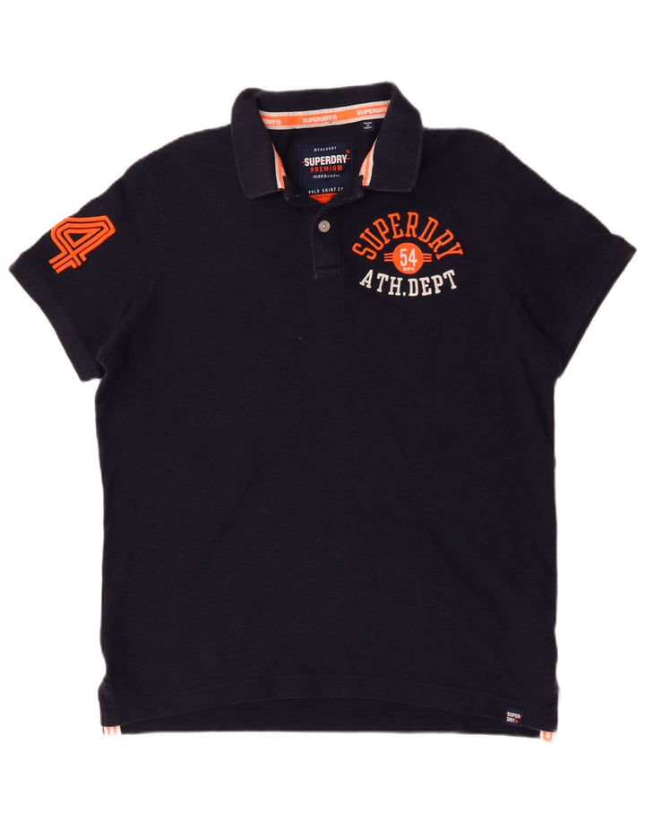 Superdry grafisk poloshirt til mænd 2XL marineblå bomuld