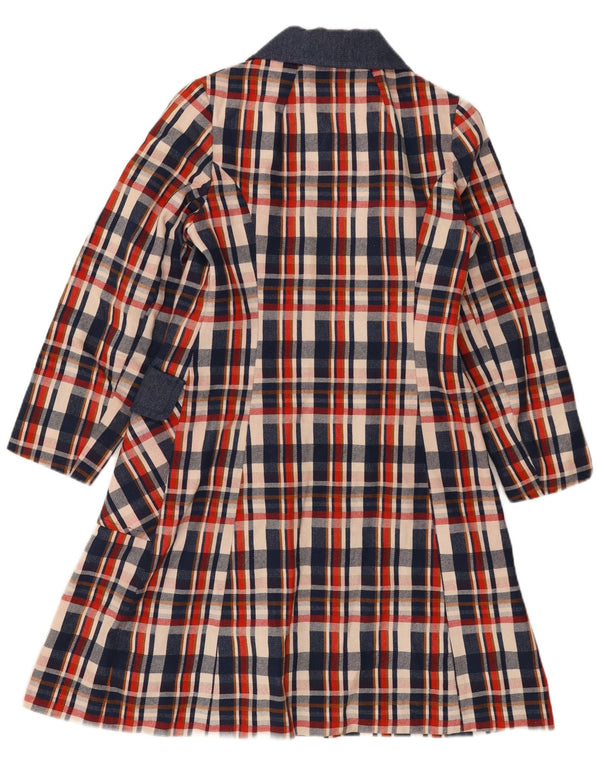 Vintage overfrakke til kvinder UK 8 Small Navy Blue Check