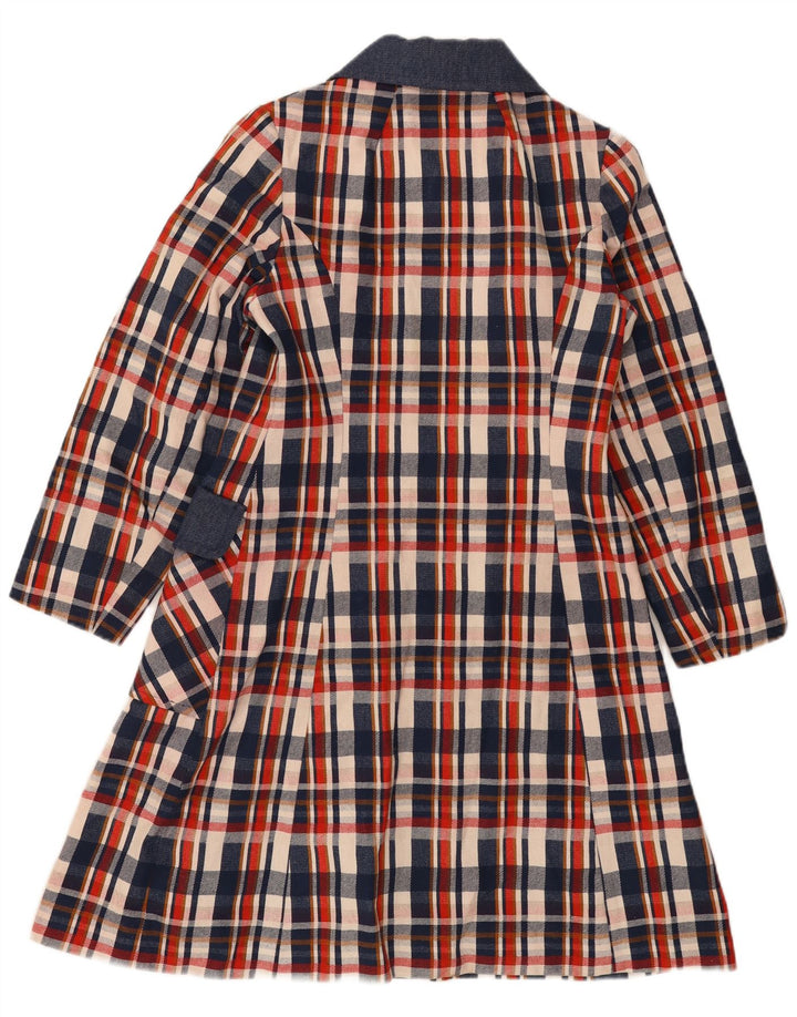 Vintage overfrakke til kvinder UK 8 Small Navy Blue Check
