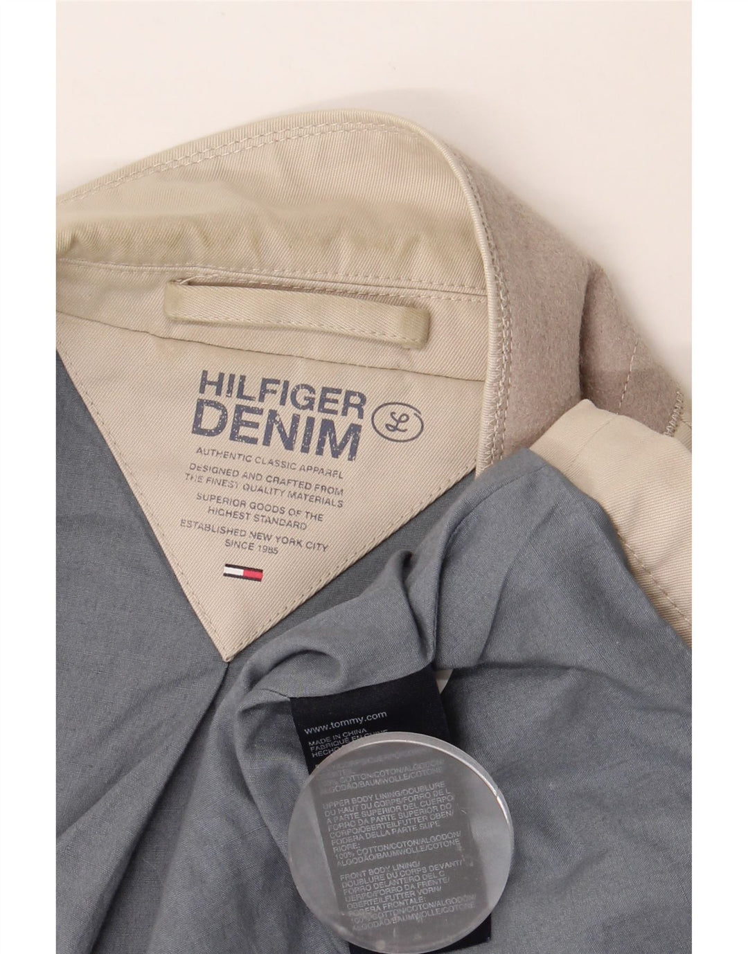 TOMMY HILFIGER Mens 2 Button Blazer Jacket UK 40 Large Beige Cotton Vintage Tommy Hilfiger and Second-Hand Tommy Hilfiger from Messina Hembry 