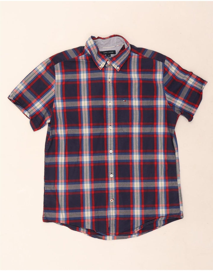 Tommy Hilfiger Herre Kortærmet Slim Fit skjorte Medium Navy Blue Check