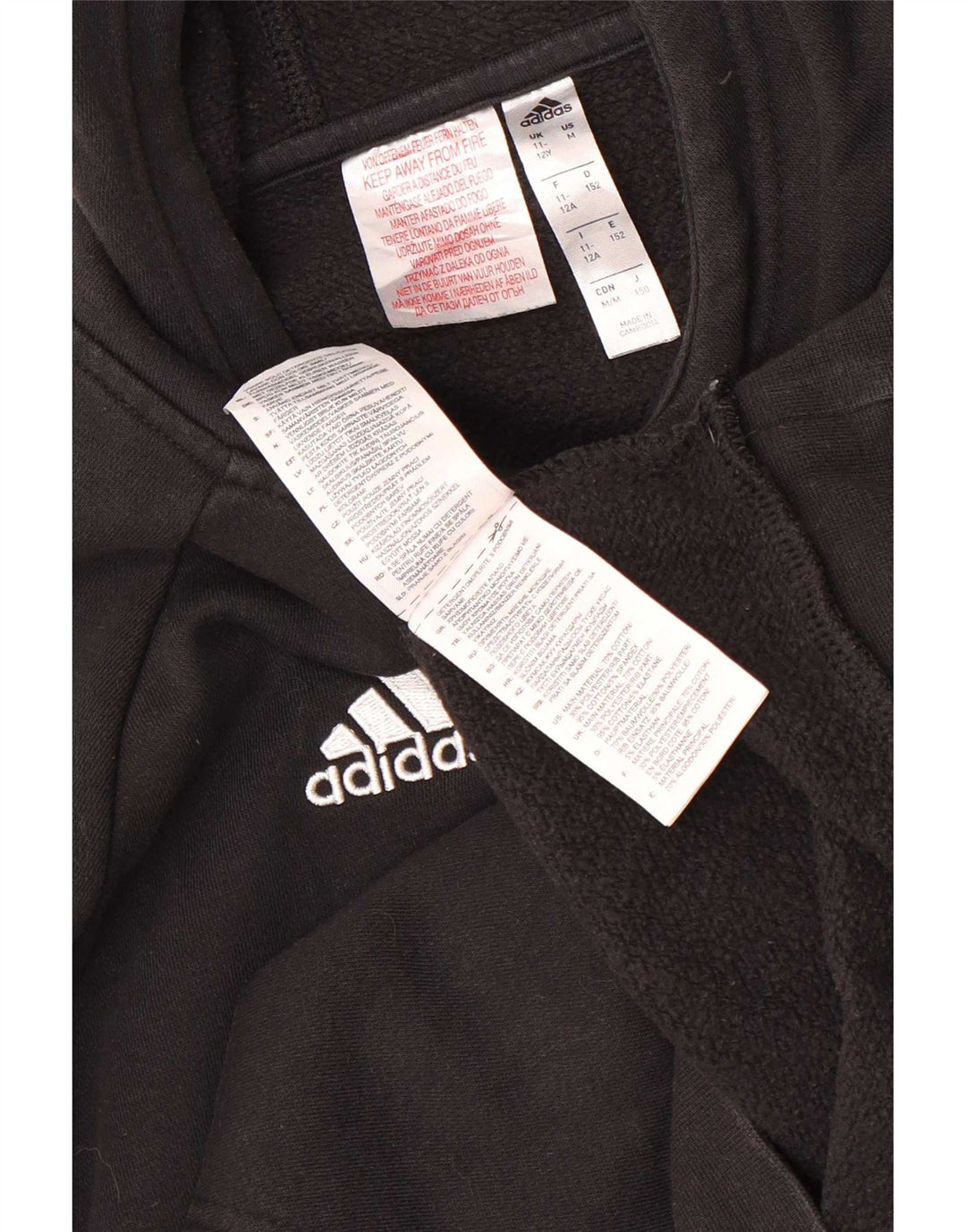 Adidas Grafisk hættetrøje til drenge 11-12 år Sort polyester