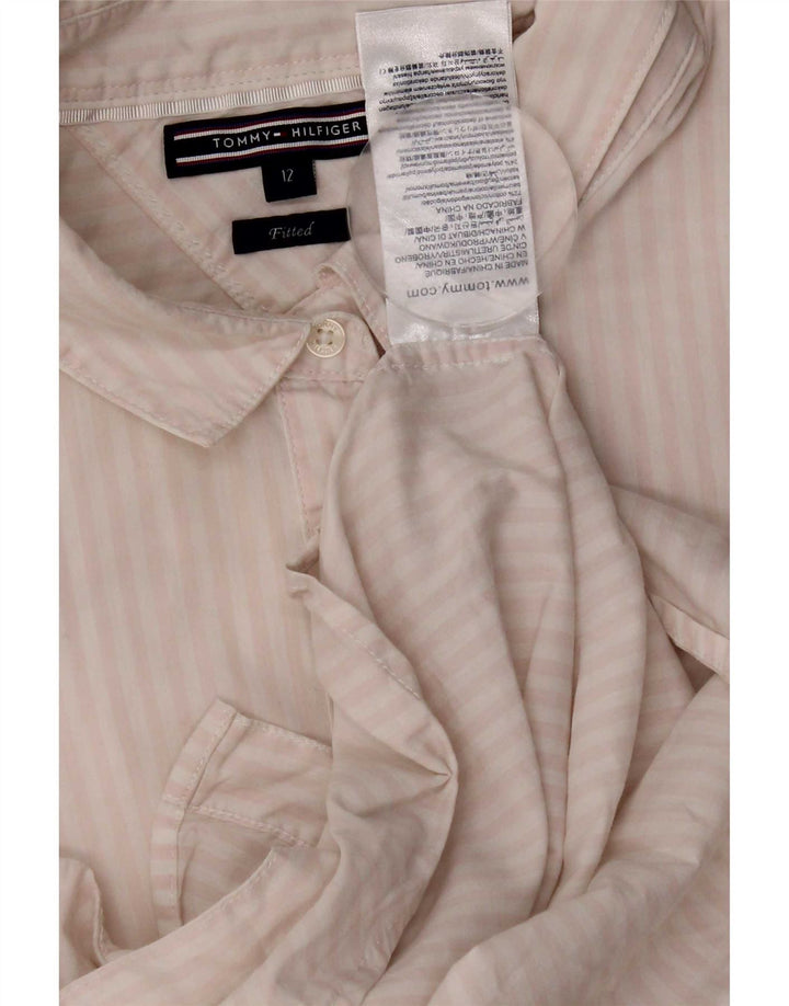 Tommy Hilfiger dameskjorte US 12 Stor hvid stribet bomuld