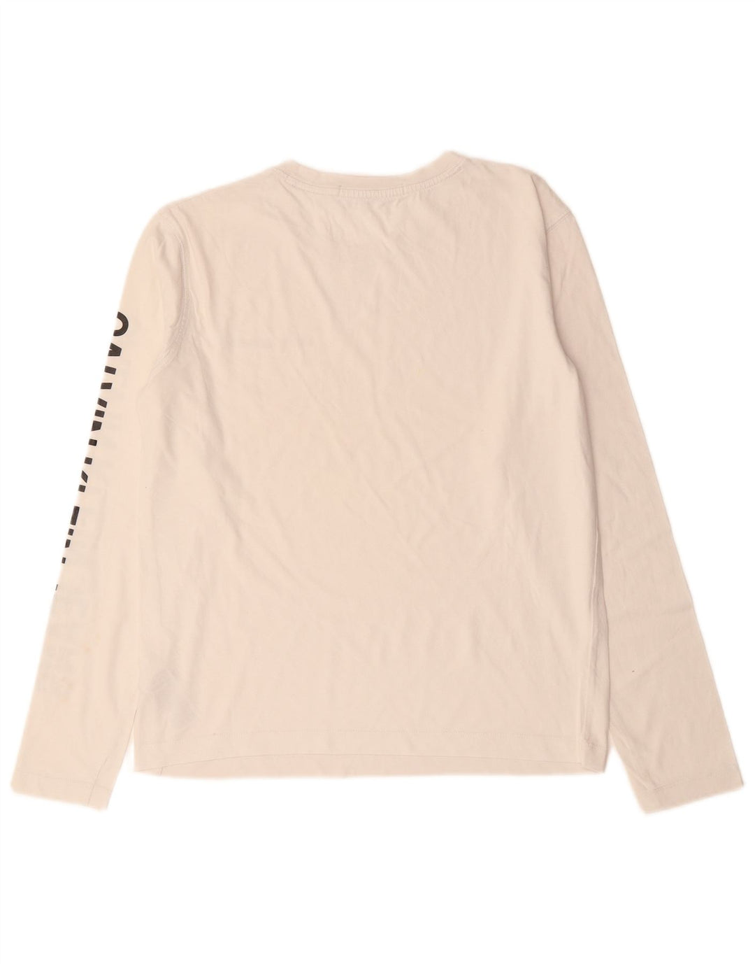 CALVIN KLEIN Herre Grafisk Top Langærmet UK 16 Large Off White Bomuld