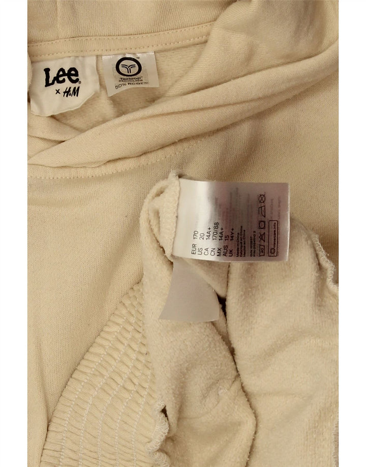 LEE Girls By H&M Oversized grafisk hættetrøjetrøje 13-14 år Beige bomuld
