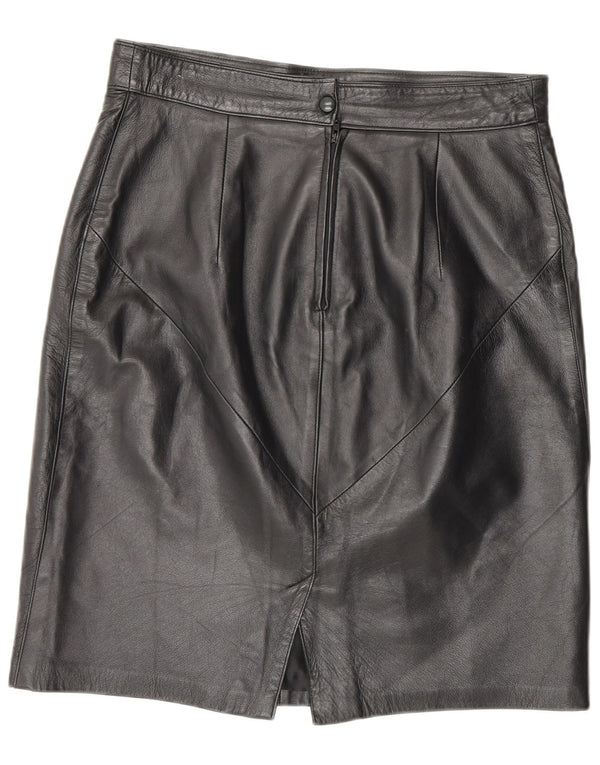 Vintage kvinders højtaljede lædernederdel IT 46 Large W30 Black