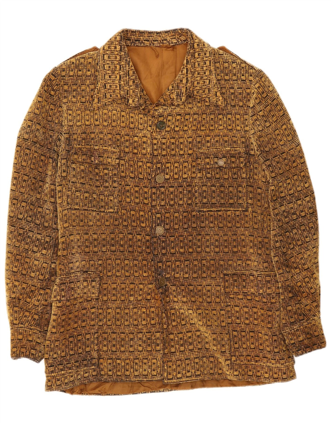 Vintage Herre Military Jacket UK 38 Medium Beige Geometrisk