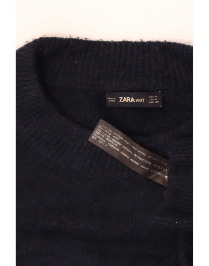 Zara Herre Crew Neck Jumper Sweater Medium Navy Blue Akryl