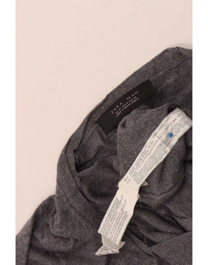 Zara Herre Cardigan Sweater Medium Grey Viscose