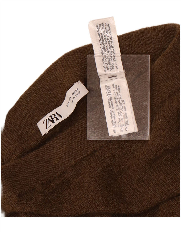 Zara strikket maxi nederdel lille W26 brun polyamid