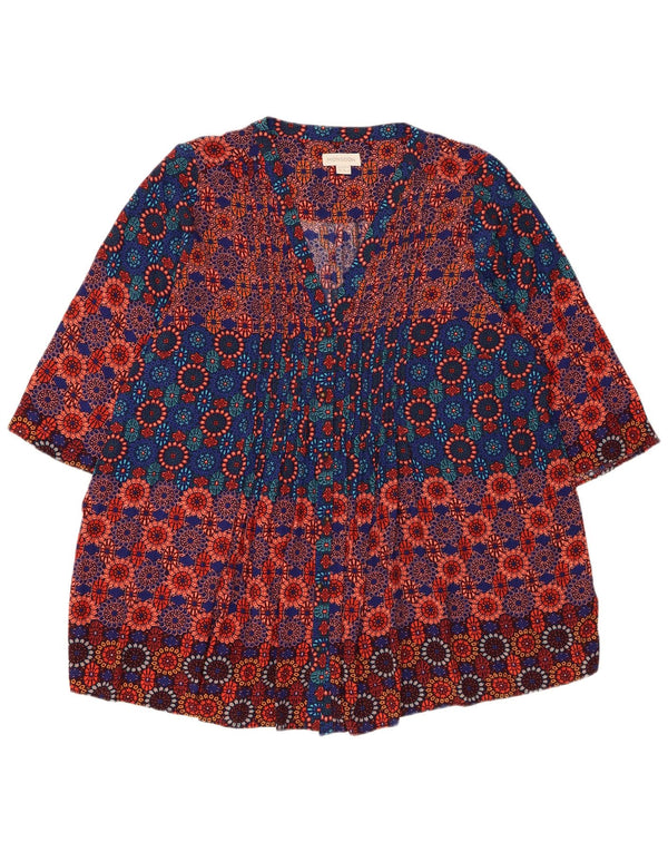 Monsoon skjortebluse til kvinder med 3/4 ærmer UK 20 2XL flerfarvet viskose