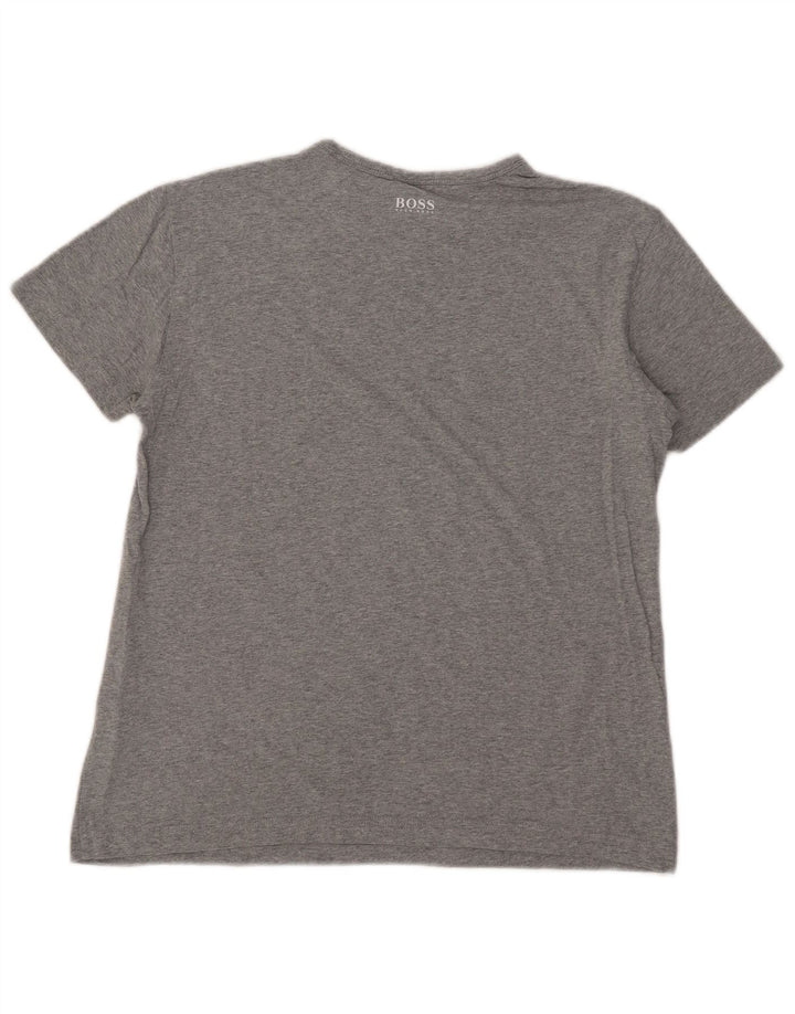 Hugo Boss Herre T-Shirt Top Lille Grå Bomuld