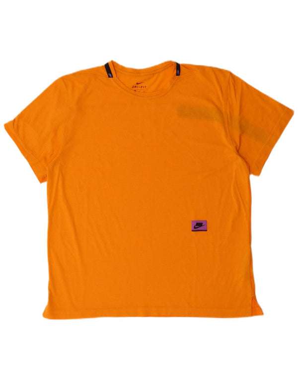 NIKE Herre Dri Fit T-shirt Top Medium Orange Bomuld