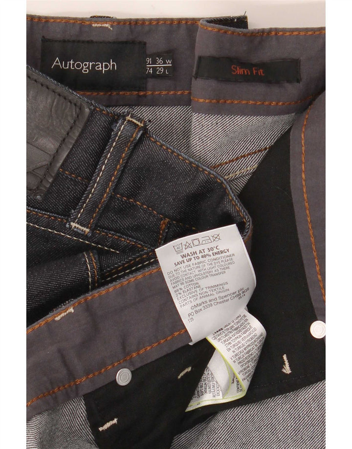 Marks & Spencer Mens Autograph Slim Jeans W36 L29 Marineblå Bomuld