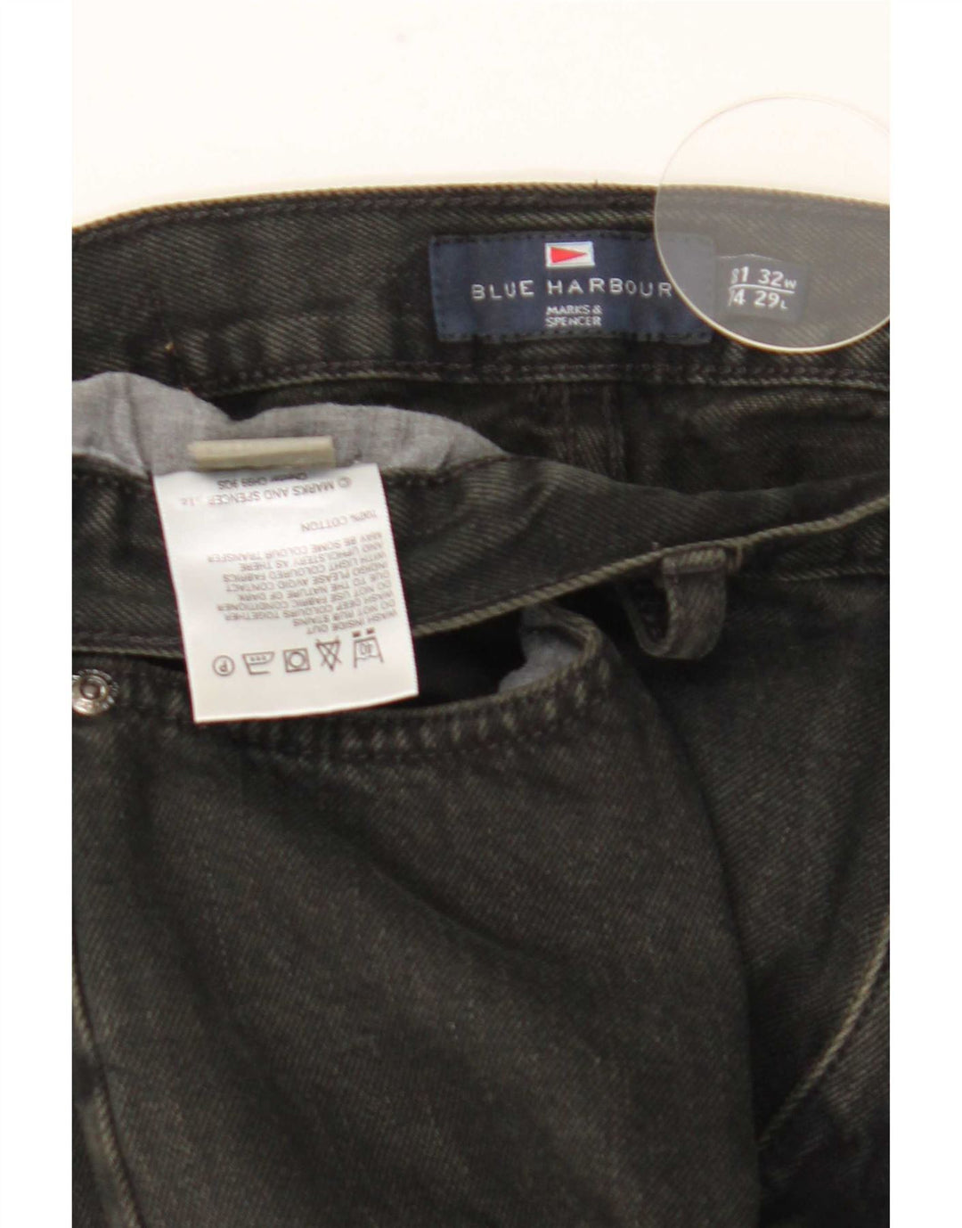 Marks & Spencer Herre Blue Harbor Straight Jeans W32 L29 Sort Bomuld