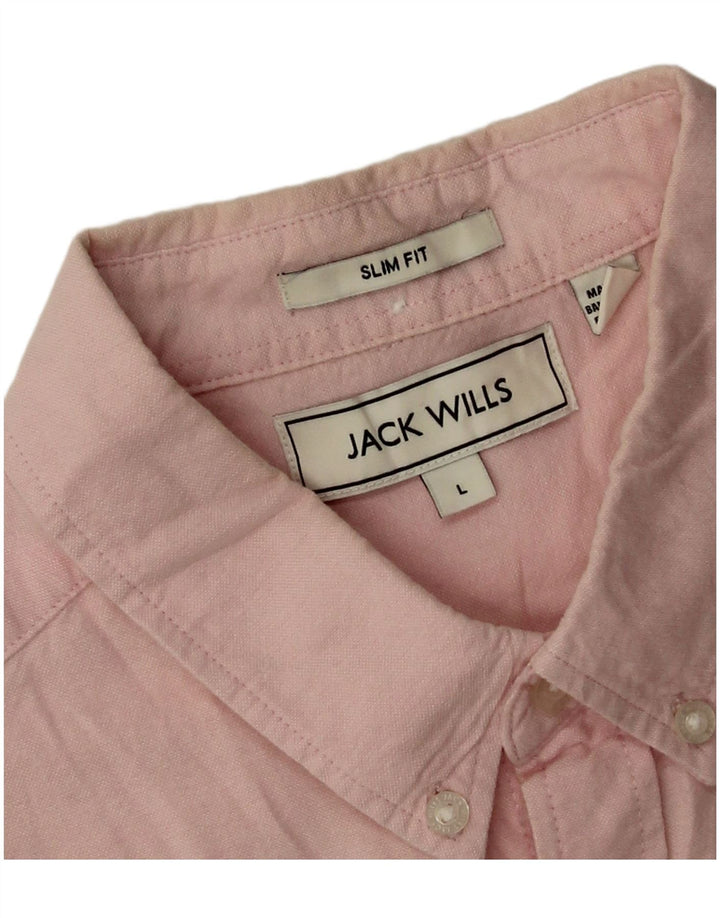 Jack Wills Herre Slim Fit Skjorte Stor Pink Bomuld