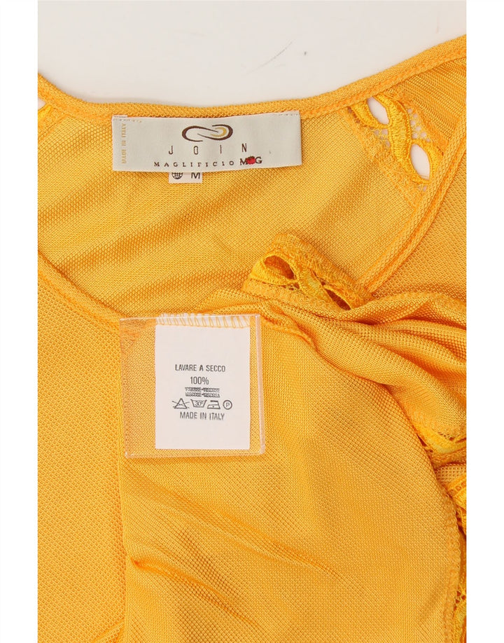 VINTAGE Womens Blouse Top UK 14 Medium Yellow Viscose Vintage Vintage and Second-Hand Vintage from Messina Hembry 