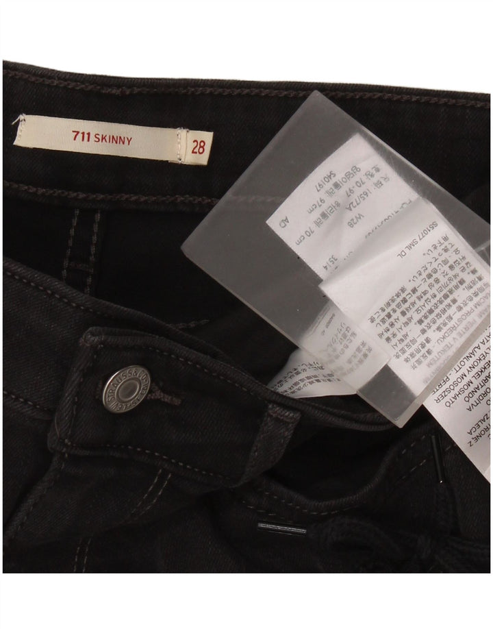 LEVI'S Dame 711 Skinny Jeans W28 L27 Sort Bomuld