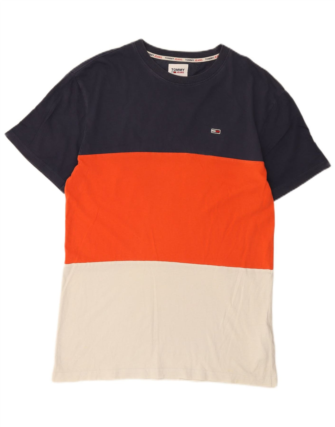 Tommy Hilfiger Herre T-Shirt Top Stor Flerfarvet Colourblock Bomuld
