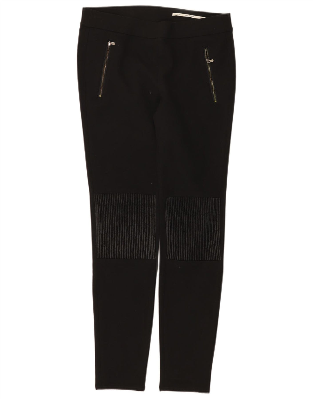 Zara Dame Mid Rise Slim Casual Bukser Medium W28 L28 Sort Polyester