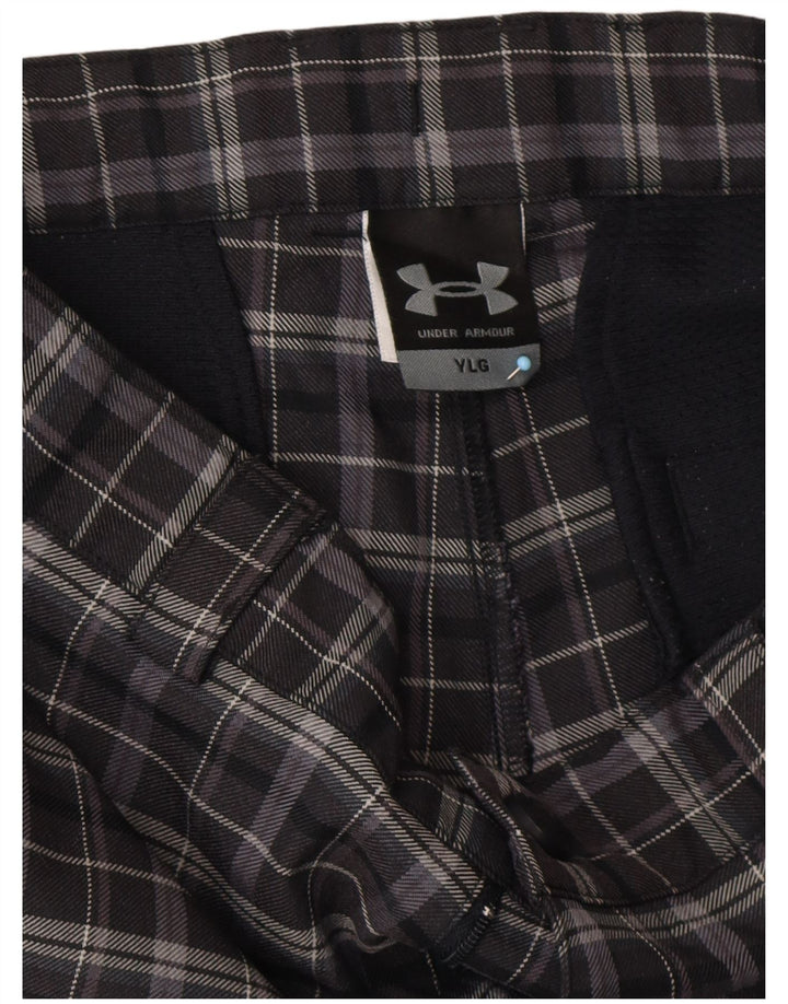 UNDER ARMOUR Drenge Chino Shorts 11-12 år Large W26 Grå ternet polyester
