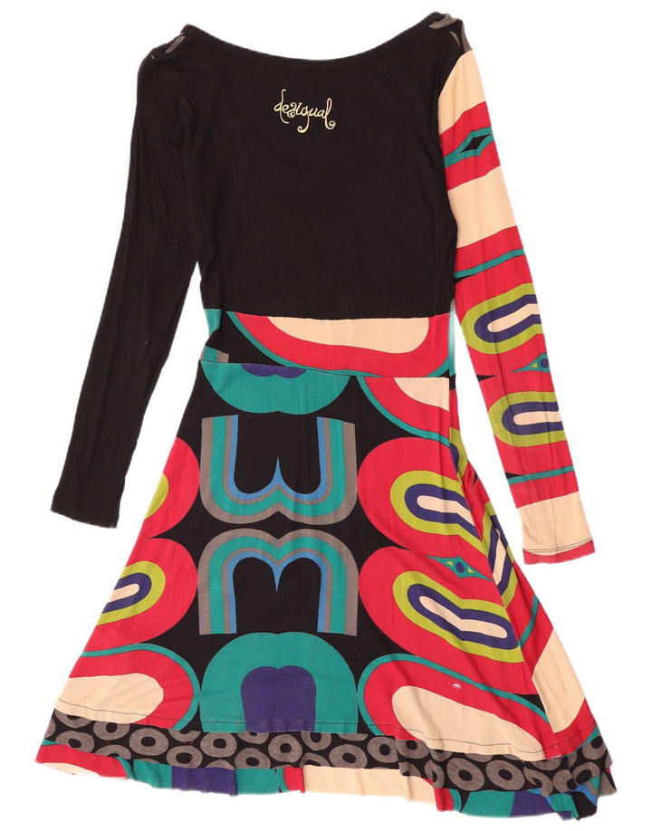 Desigual Kvinders Grafisk A-Line Kjole UK 12 Medium Flerfarvet Geometrisk