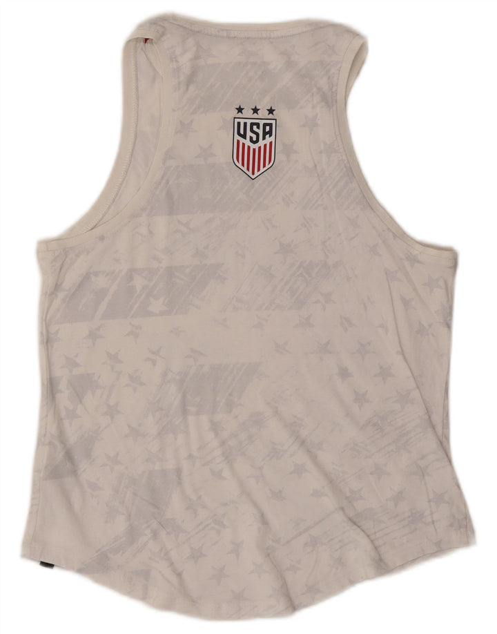 Nike Dame Grafisk Vest Top UK 12 Medium Hvid Bomuld