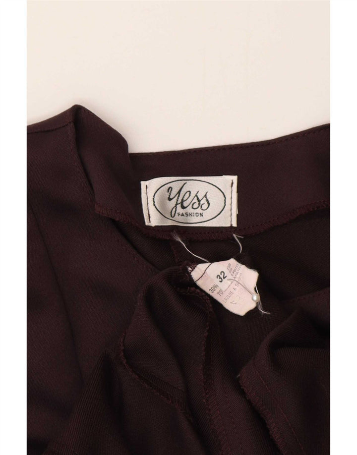 Vintage Dame Langærmet A-Line Kjole IT 32 2XS Maroon Polyester