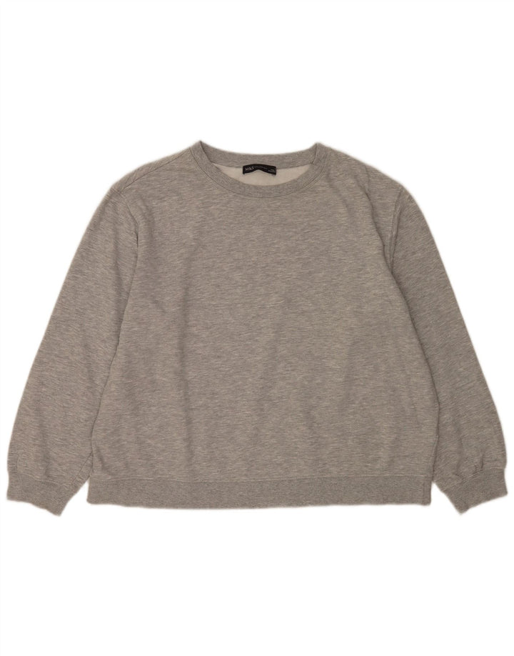 Marks & Spencer Womens Crop Sweatshirt Jumper UK 16 Large Grey Flecked