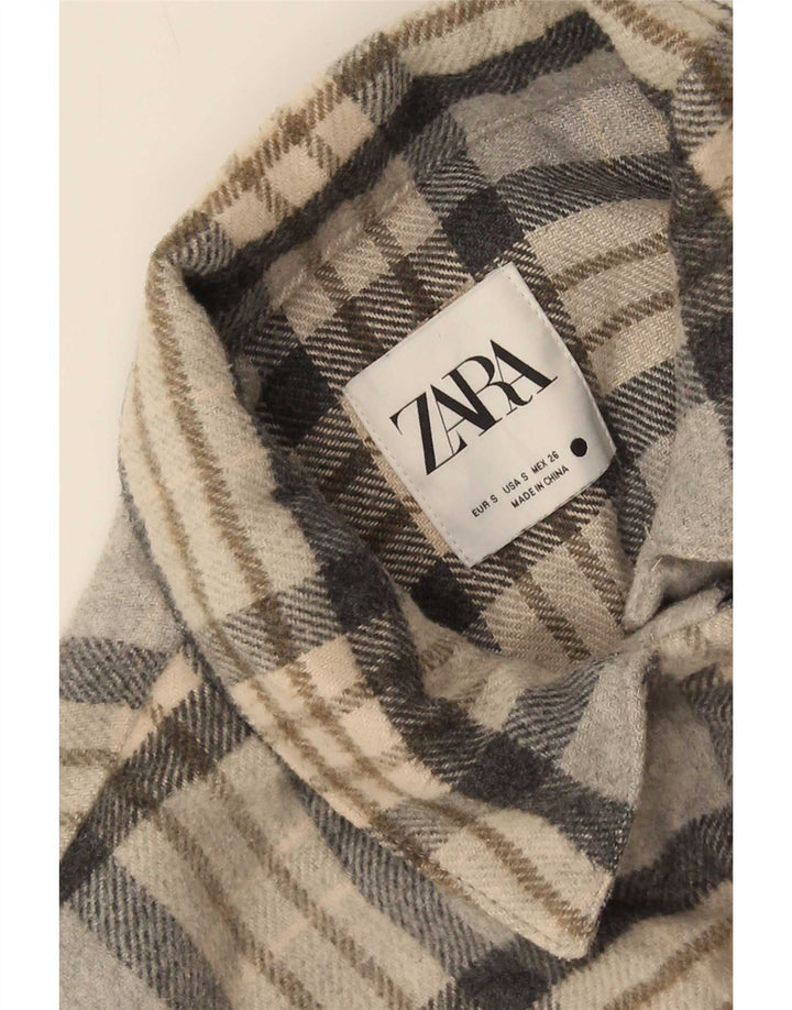 Zara Dame Overshirt Flanell Shirt UK 10 Small Grey Check