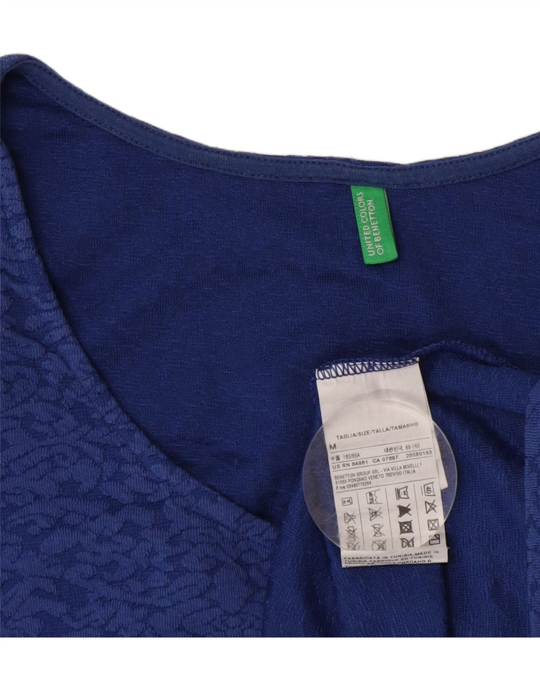 BENETTON Dame bluse Top UK 12 Medium Blue Paisley Cotton