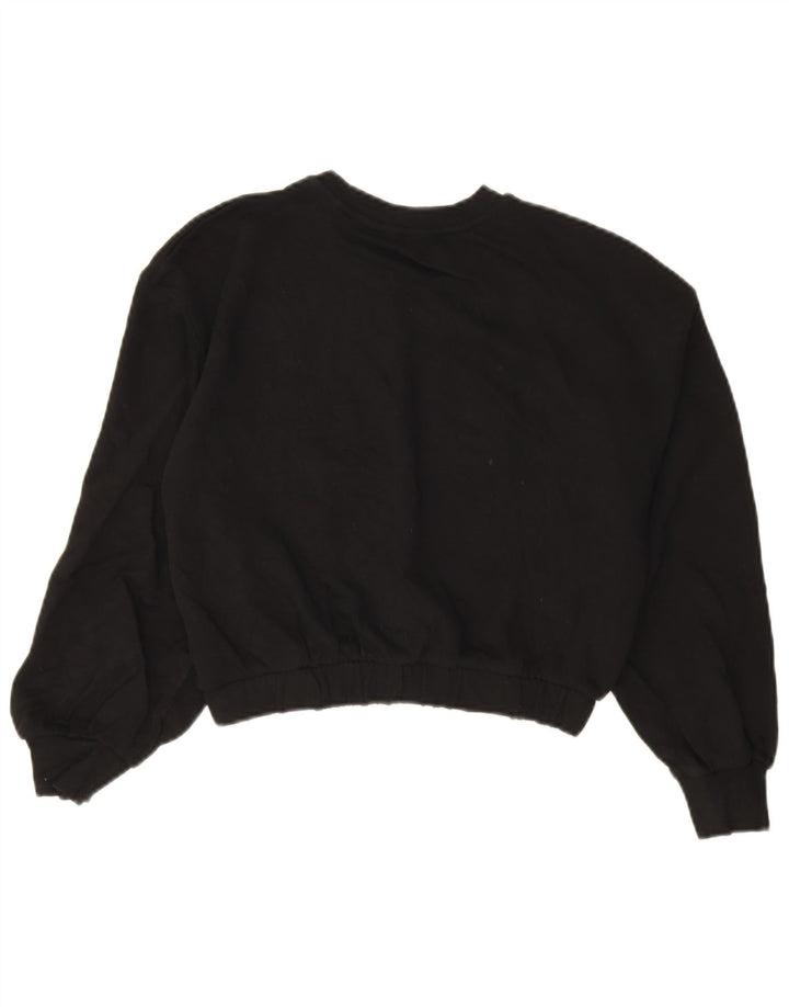 Zara Womens Crop Sweatshirt Jumper UK 14 Medium Sort Bomuld