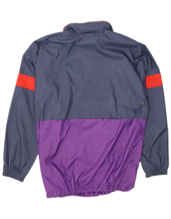 VINTAGE Herre Hættejakke Anorak UK 38 Medium Navy Blue Colourblock