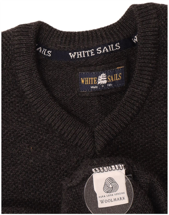 Hvide sejl Herre V-hals sweater Medium Grey Virgin Wool