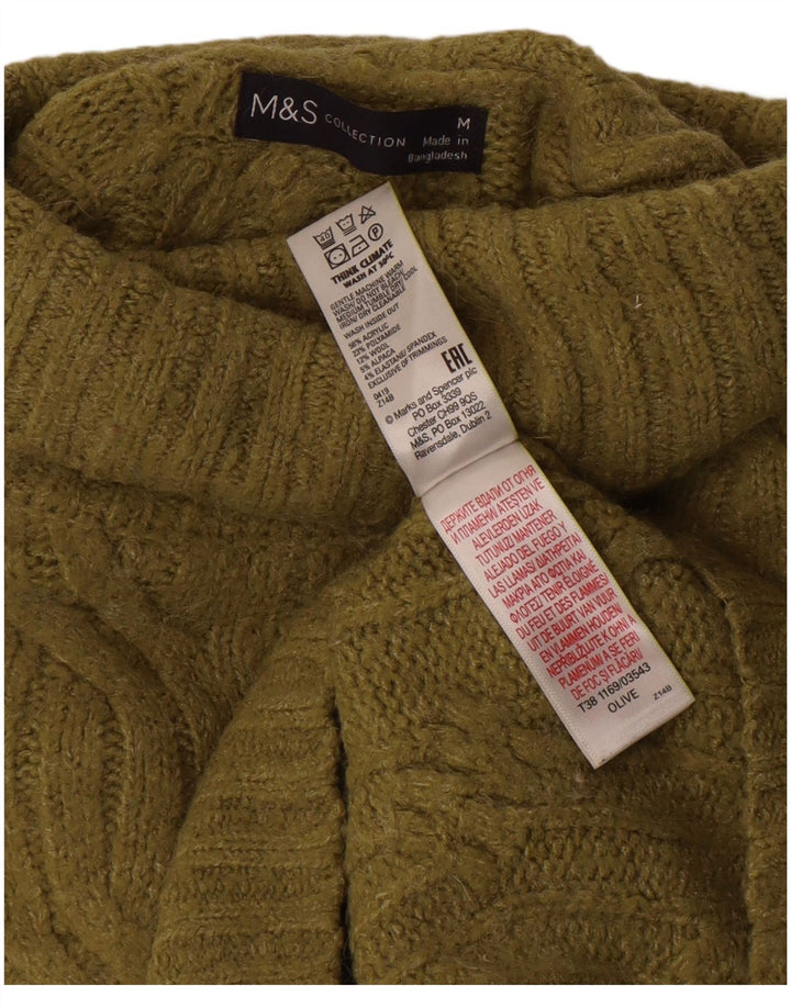 Marks & Spencer Dame Roll Neck Jumper Sweater UK 14 Medium Khaki Acryl