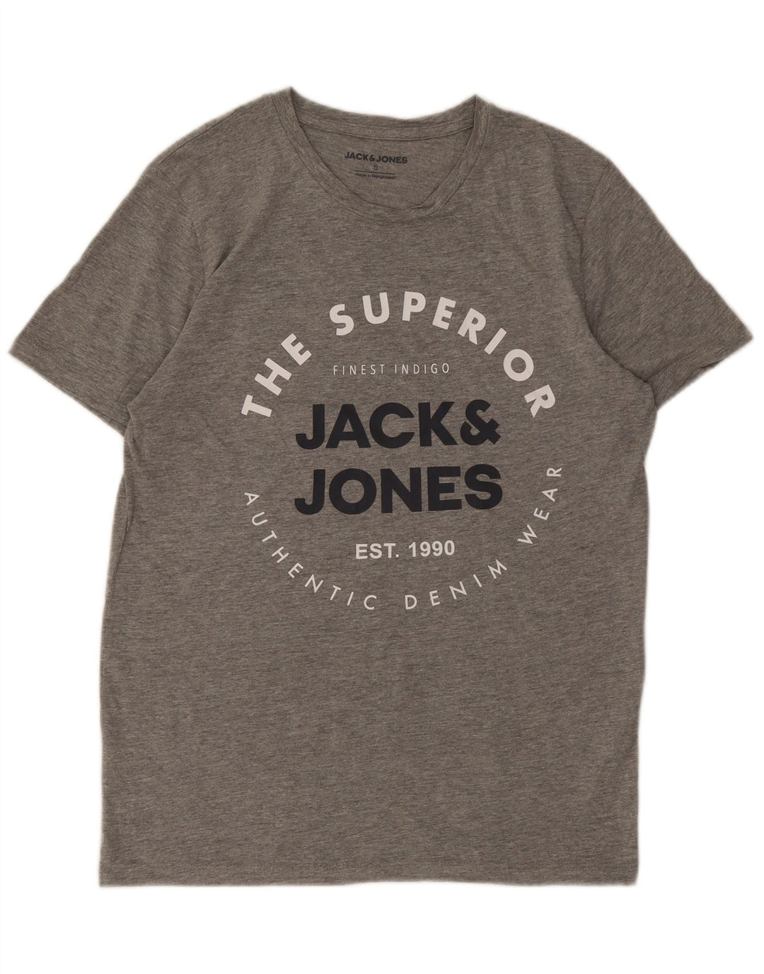 Jack & Jones Herre grafisk T-shirt Top Lille grå Flecked Bomuld